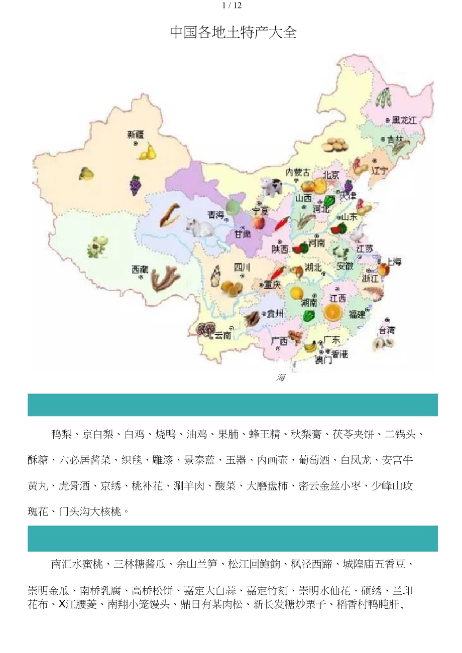 我國各地土特產(chǎn)大全